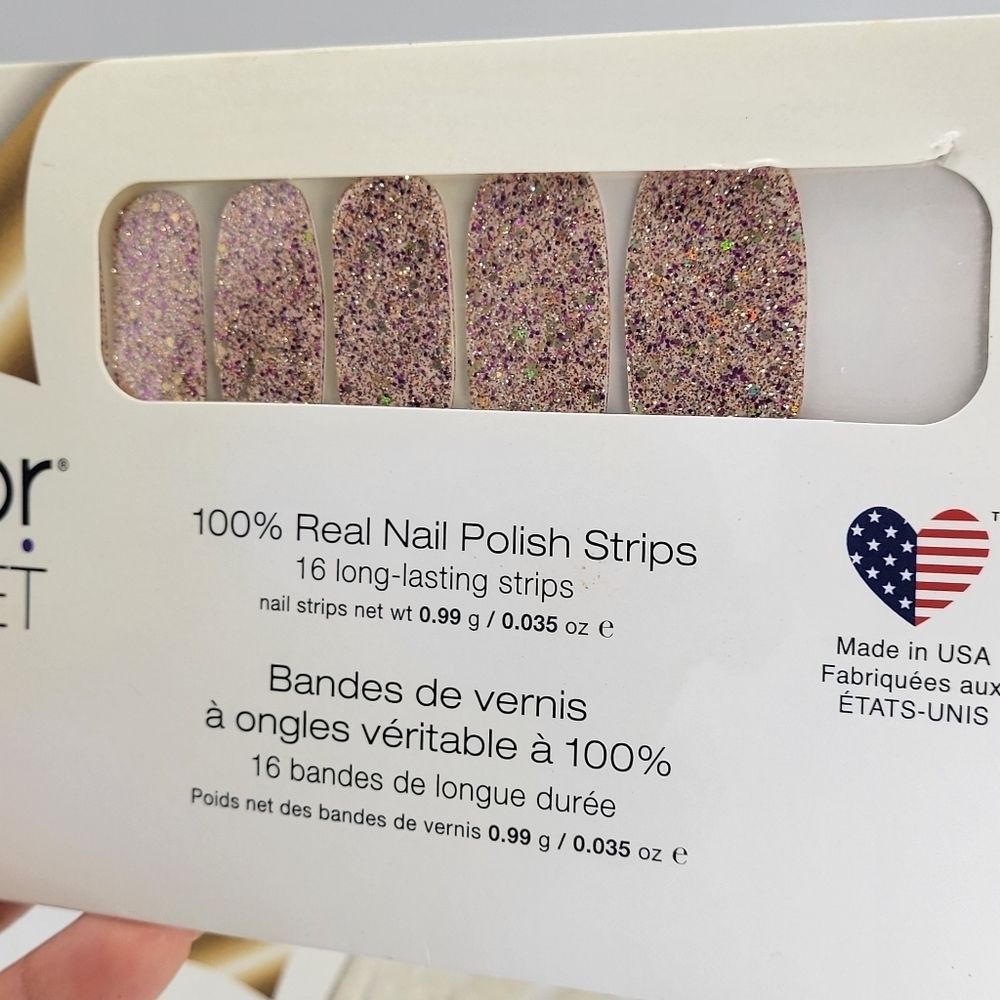 Color Street TOKYO LIGHTS Pale Pink/Home Sleet Home Ivory Glitter Nail Strips - Picture 3 of 6